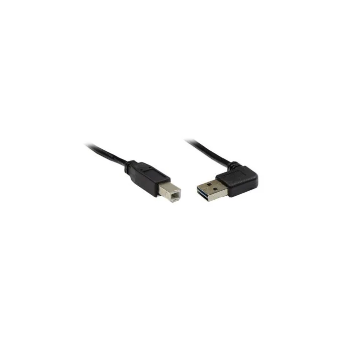 GoodConnections Anschlusskabel USB 2.0 EASY Stecker A gewinkelt an Stecker B. schwarz. 5m. — image 1