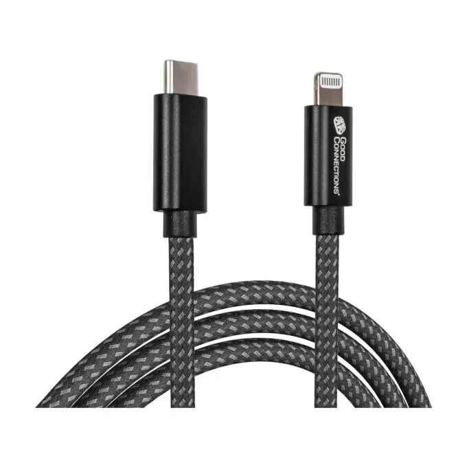 GoodConnections USB-C 2.0 to Lightning (ST-ST) 0,5m Ladekabel Textilmantel 18W Schwarz — image 2