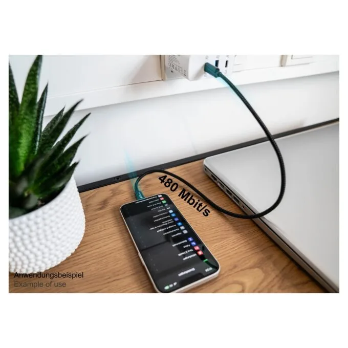 GoodConnections USB-C 2.0 to Lightning (ST-ST) 0,5m Ladekabel Textilmantel 18W Schwarz — image 5