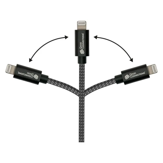 GoodConnections USB-C 2.0 to Lightning (ST-ST) 0,5m Ladekabel Textilmantel 18W Schwarz — image 6