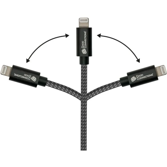 GoodConnections USB-C 2.0 to Lightning (ST-ST) 0,5m Ladekabel Textilmantel 18W Schwarz — image 7