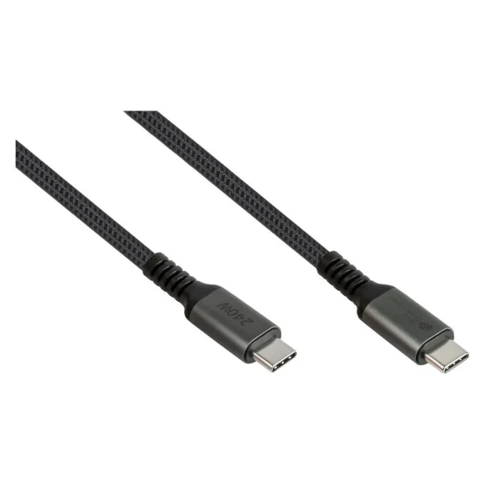GoodConnections USB-C 2.0 (ST-ST) 1m Anschlusskabel Textilmantel 240W Anthrazit — image 1