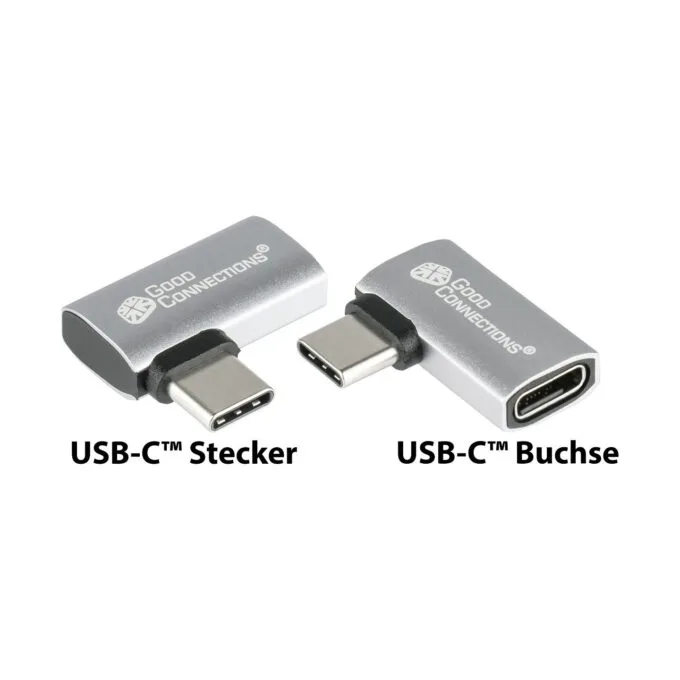 GoodConnections USB-C 4.0 (ST-BU) Winkeladapter Portschoner 240W 8K 60Hz Silber — image 2