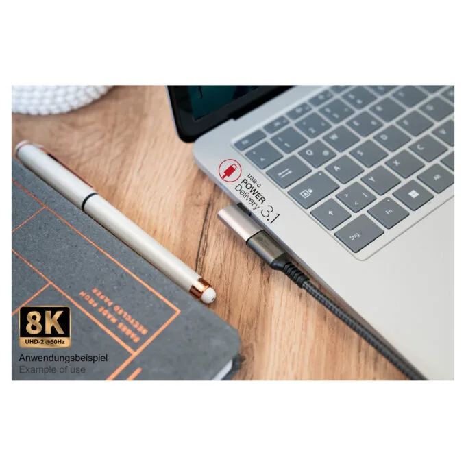 GoodConnections USB-C 4.0 (ST-BU) Winkeladapter Portschoner 240W 8K 60Hz Silber — image 4