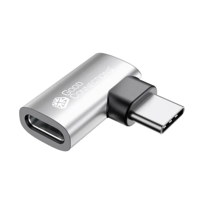 GoodConnections USB-C 4.0 (ST-BU) Winkeladapter Portschoner 240W 8K 60Hz Silber — image 1