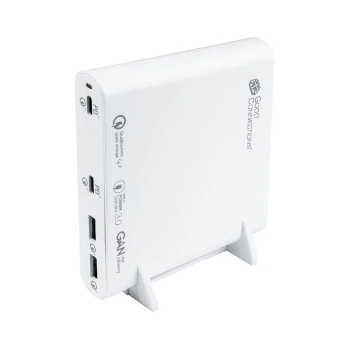 GoodConnections USB Desktop Schnellladestation 120W 4-Port 2xUSB-C 2xUSB-A QC4.0 Weiß — image 3