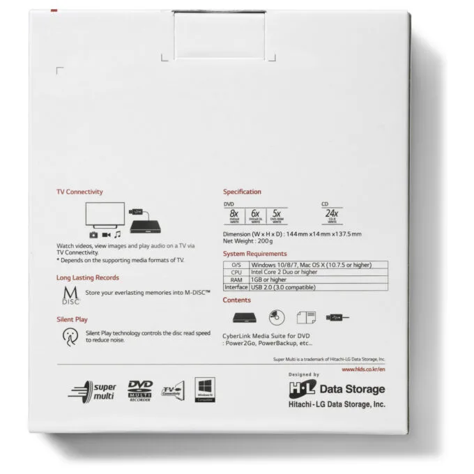 HLDS GP60NW60 DVD-Brenner ultra slim extern USB 2.0 weiss — image 7