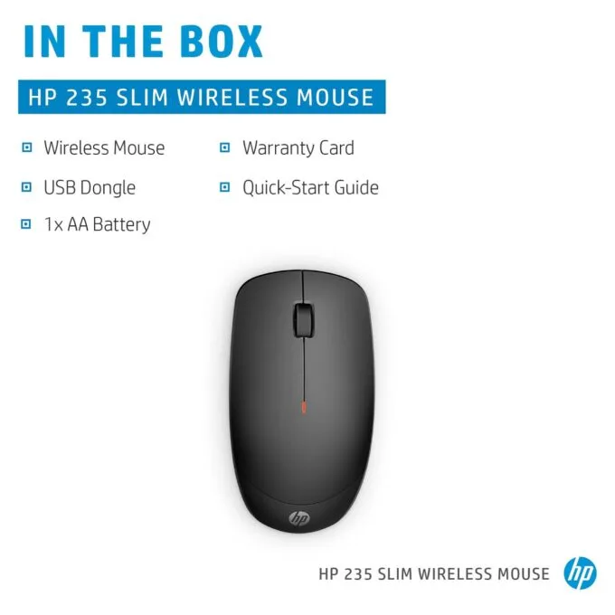 HP 235 Slim - Maus - optisch - 3 Tasten - kabellos - 2.4 GHz - kabelloser Empfnger (USB) - Schwarz — image 3