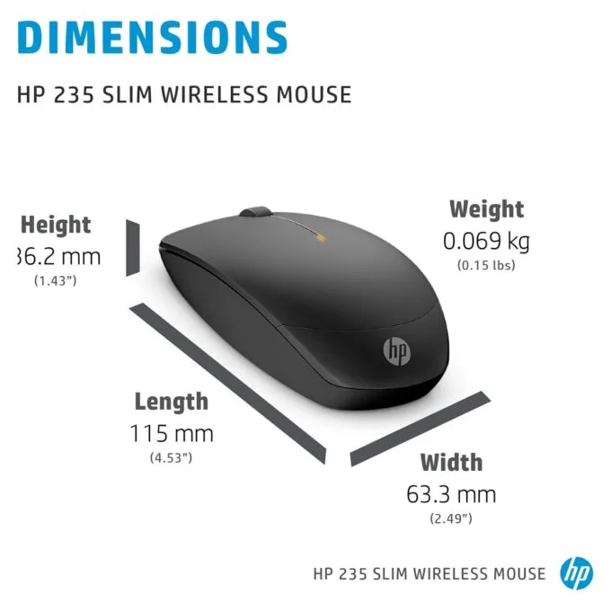 HP 235 Slim - Maus - optisch - 3 Tasten - kabellos - 2.4 GHz - kabelloser Empfnger (USB) - Schwarz — image 4