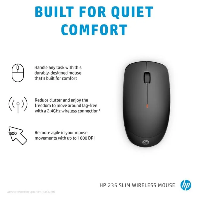 HP 235 Slim - Maus - optisch - 3 Tasten - kabellos - 2.4 GHz - kabelloser Empfnger (USB) - Schwarz — image 5