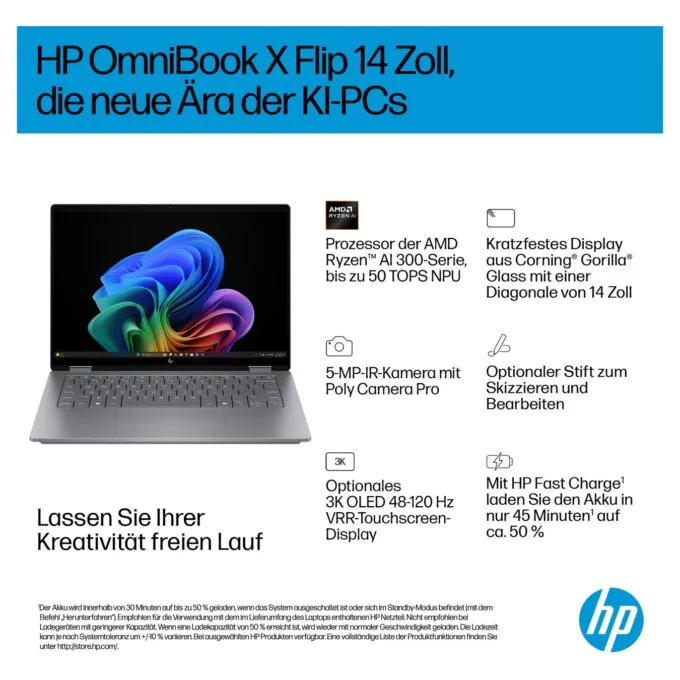 HP OmniBook X Flip 14-fk0154ng RYZ AI 5 340 16GB 512SSD W11 Home Touch — image 5