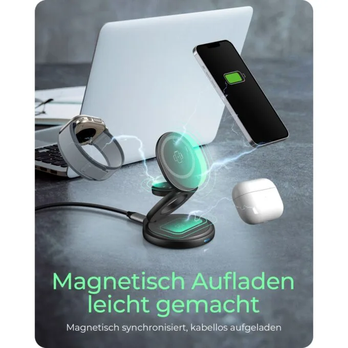 ICY BOX 3-in-1 Magnetische Ladestation Apple Watch IPhone AirPods Faltbar — image 2