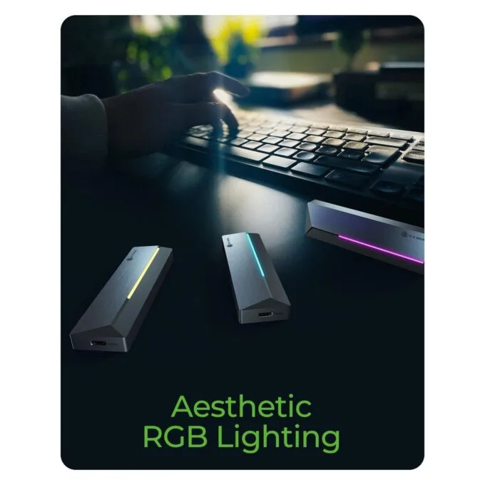 ICY BOX M.2 NVMe & SATA enclosure, RGB lighting, USB 3.2 Gen 2, 10 Gbps — image 2