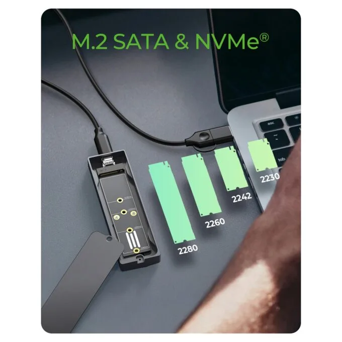 ICY BOX M.2 NVMe & SATA enclosure, RGB lighting, USB 3.2 Gen 2, 10 Gbps — image 7