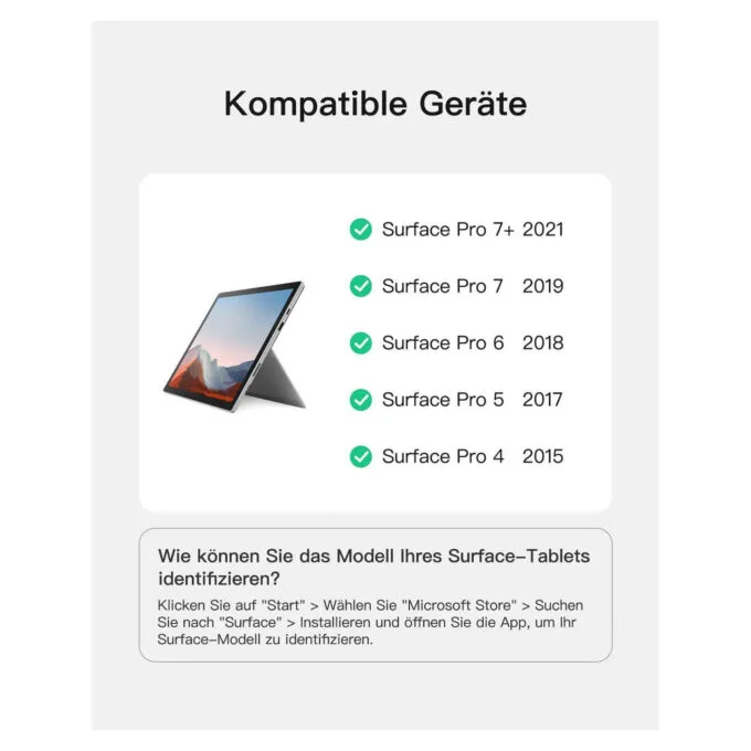 inateck Keyboard Surface gray. Sureface GO 1-4 Com. QWERTZ — image 2