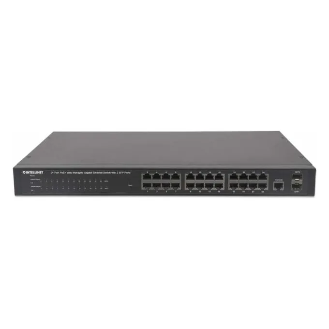 INTELLINET 24-Port PoE Gigabit Switch Web-Managed 2 GBIC SFP Ports Ausgangsleistung bis zu 30 Watt pro Port PoE+ IEEE... — image 4