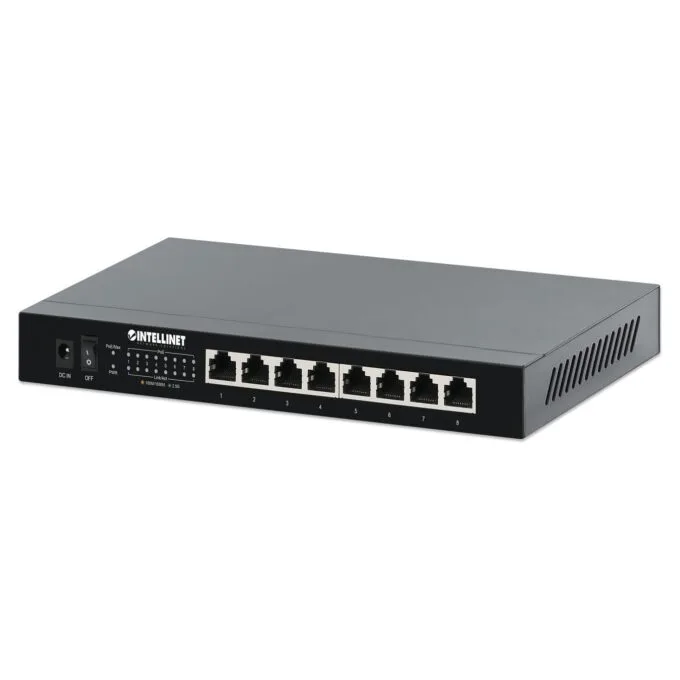 INTELLINET 8-Port 2.5G Ethernet PoE+ Switch 8x 10 100 1000 2500 Mbit s PSE PoE+ Ports 100W PoE-Leistungsbudget option... — image 1