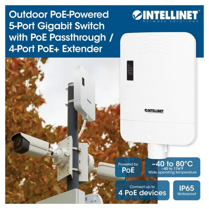 INTELLINET Outdoor 5-Port Gig PoE Switch Passthrough — image 4