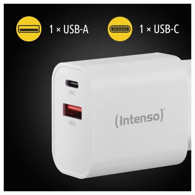 Intenso Power Adapter W30AC. Anschlüsse: 1x USB-A. 1x USB-C Output: max. 30 Watt. Weiß — image 4