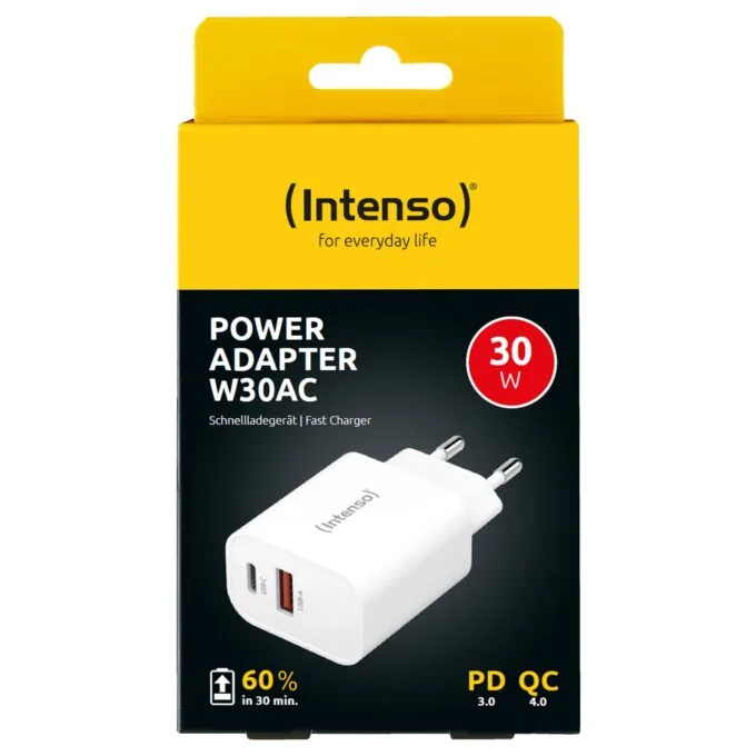 Intenso Power Adapter W30AC. Anschlüsse: 1x USB-A. 1x USB-C Output: max. 30 Watt. Weiß — image 6