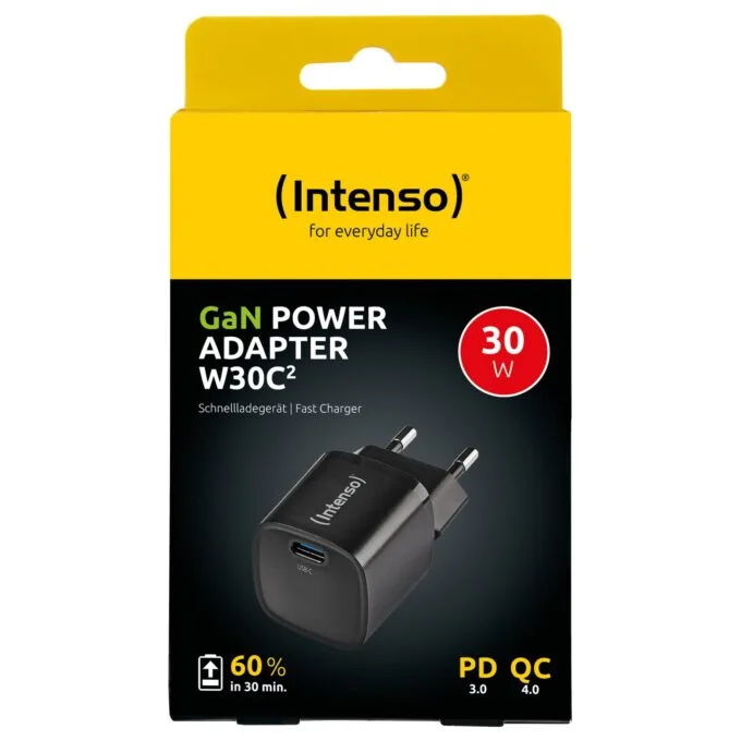 Intenso Power Adapter W30C2 GaN. Schwarz UBS-C-Ladeadapter mit 30 Watt Ladeleistung. Leichtes und handliches Design — image 2