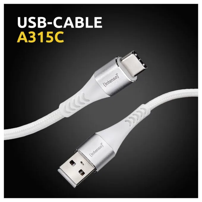 Intenso USB-Kabel A315C Nylon 1,5m weiß, USB-A und USB-C Anschluss, unterstützt Schnelladen (PD) bis 60W — image 3