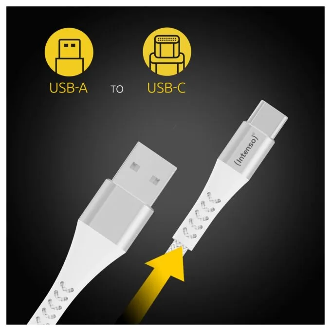 Intenso USB-Kabel A315C Nylon 1,5m weiß, USB-A und USB-C Anschluss, unterstützt Schnelladen (PD) bis 60W — image 4