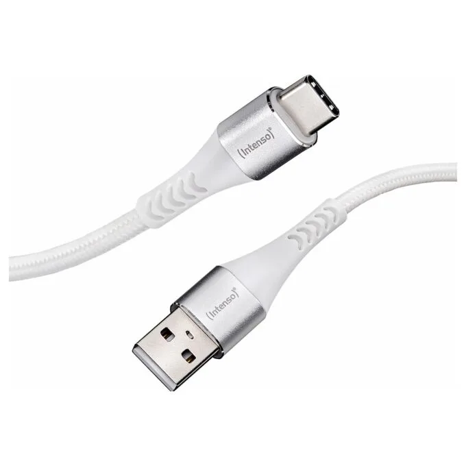 Intenso USB-Kabel A315C Nylon 1,5m weiß, USB-A und USB-C Anschluss, unterstützt Schnelladen (PD) bis 60W — image 1