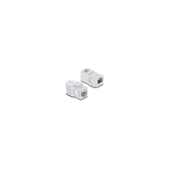 Keystone Modul Kupplung RJ45 Buchse zu Buchse Cat.6A 90° gewinkelt Kunststoff UTP weiß — image 1