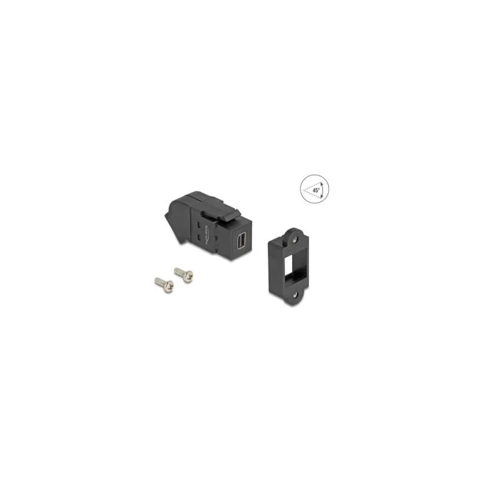 Keystone Modul Mini DisplayPort Einbaubuchse zu DisplayPort Buchse 45° gewinkelt 8K 30 Hz schwarz — image 2