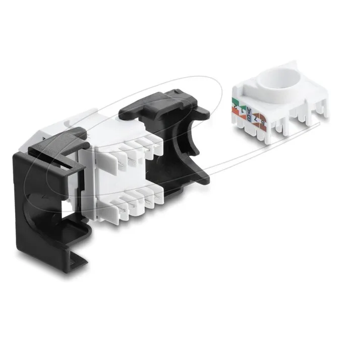 Keystone Modul RJ45 Buchse zu LSA Cat.6 45° gewinkelte Buchse ungeschirmt schwarz weiß — image 3