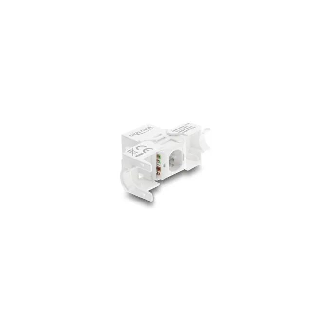 Keystone Modul RJ45 Buchse zu LSA Cat.6 UTP werkzeugfrei mit Staubschutzklappe weiß schwarz — image 2