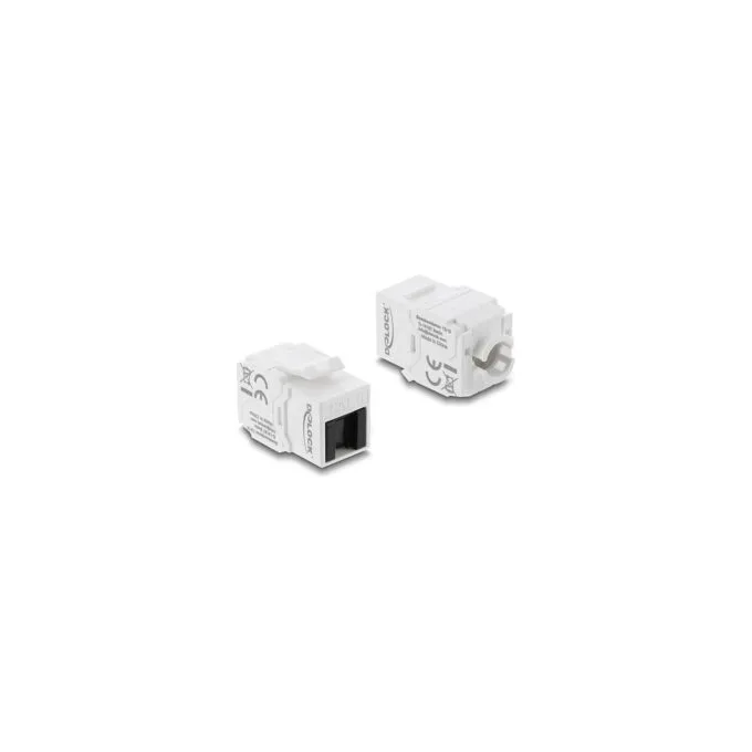 Keystone Modul RJ45 Buchse zu LSA Cat.6 UTP werkzeugfrei mit Staubschutzklappe weiß schwarz — image 1