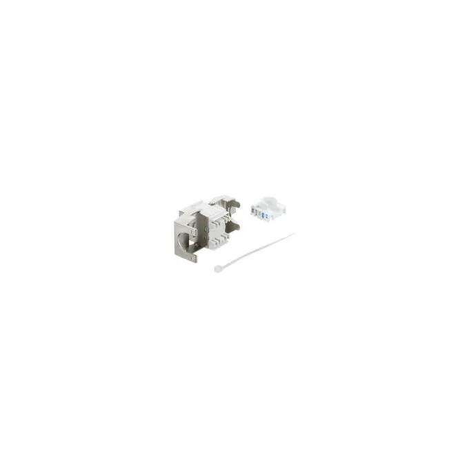 Keystone Modul RJ45 Buchse zu LSA Cat.6A werkzeugfrei geschirmt Metall silber weiß — image 2