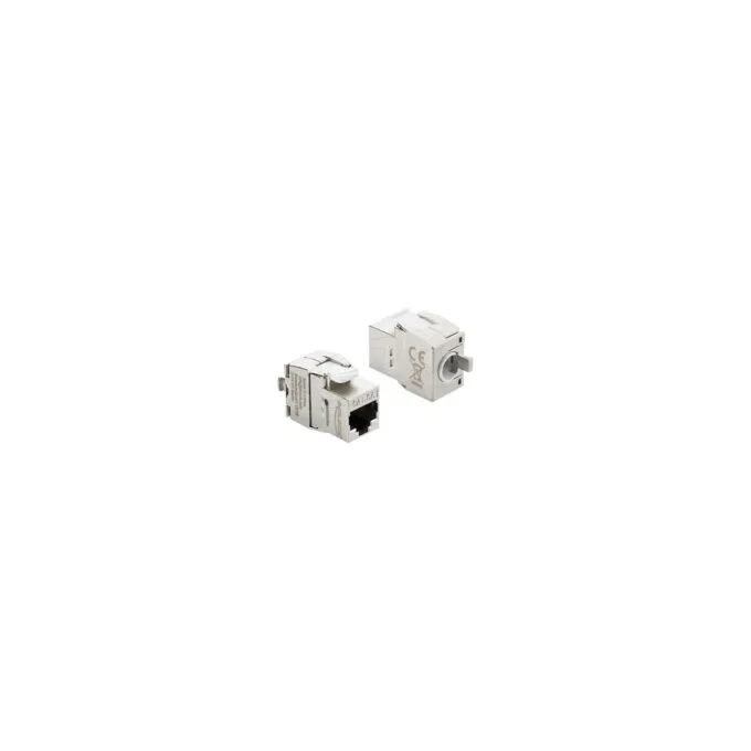 Keystone Modul RJ45 Buchse zu LSA Cat.6A werkzeugfrei geschirmt Metall silber weiß — image 1