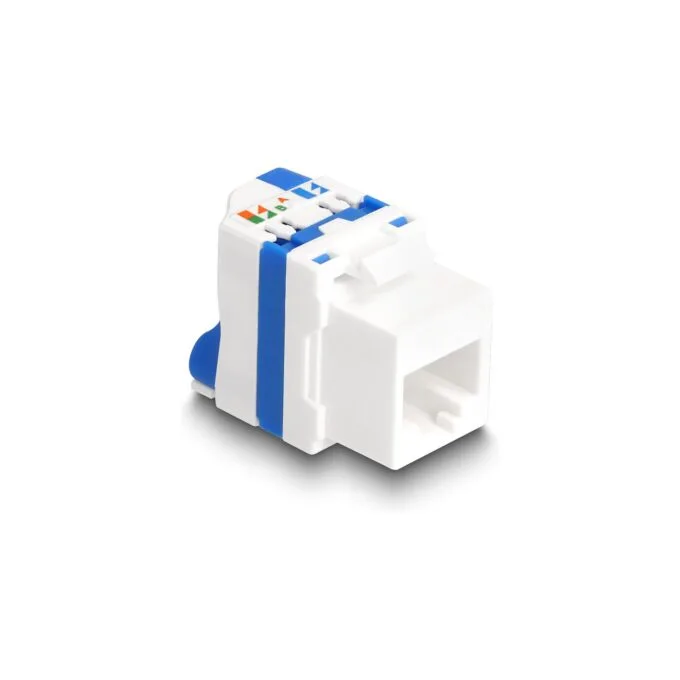 Keystone Modul RJ45 Buchse zu LSA Cat.6A werkzeugfrei mit blauen Drehverschluss — image 1