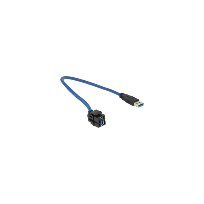 Keystone Modul USB 5 Gbps Typ-A Buchse 250° zu Typ-A Stecker mit 0.5 m Kabel schwarz — image 1