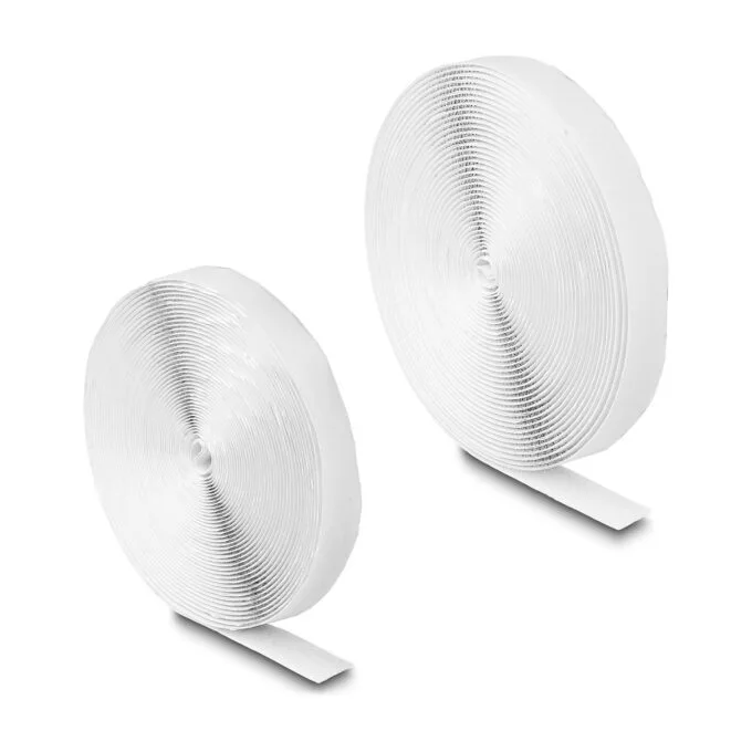 Klettband selbstklebend mit Haft- und Flauschband L 10 m x B 20 mm weiß — image 1