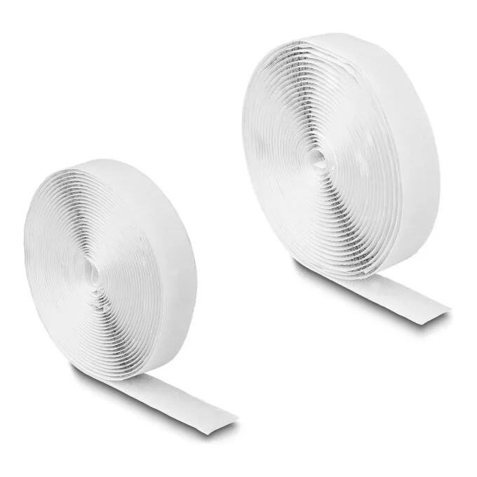 Klettband selbstklebend mit Haft- und Flauschband L 5 m x B 20 mm weiß — image 1