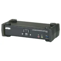 KVM Desktop Switch 2-Port USB 3.1 Gen 1 4K DisplayPort 1.2 KVMPTM Switch with Audio (KVM cables included) ATEN