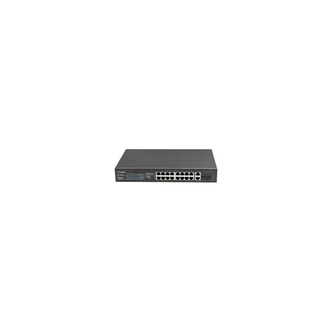 LANBERG Switch 16-Port PoE+ 2x1GB 1xSFP 19' unmanaged 250W — image 1