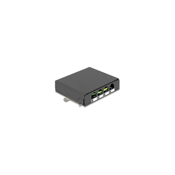 Leergehäuse 4 Port für Keystone RJ-Module schwarz - zur Montage an Tisch. Wand oder Hutschiene — image 1