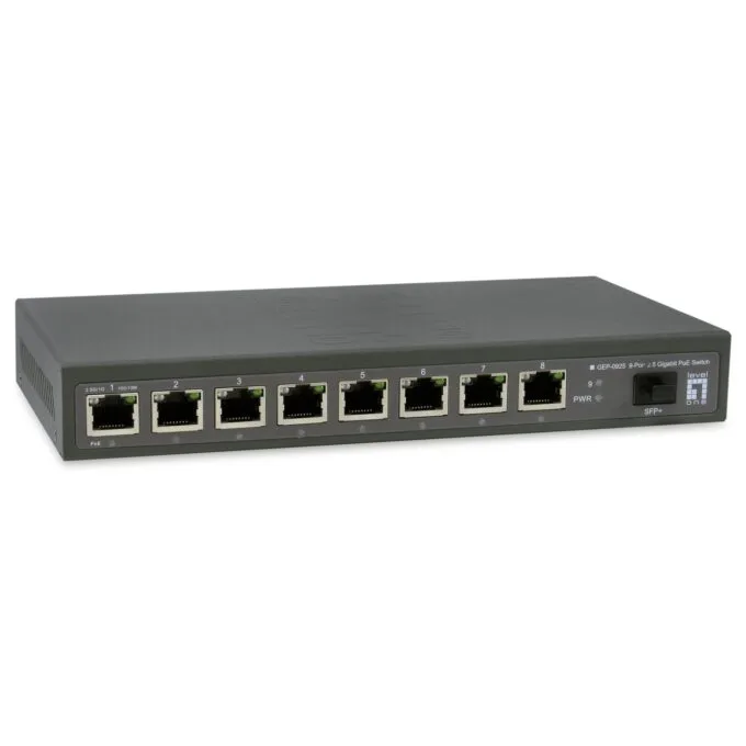 LevelOne PoE+Switch 8xGE PoE 1x10GSFP+ 120W unmanged Plastik — image 1