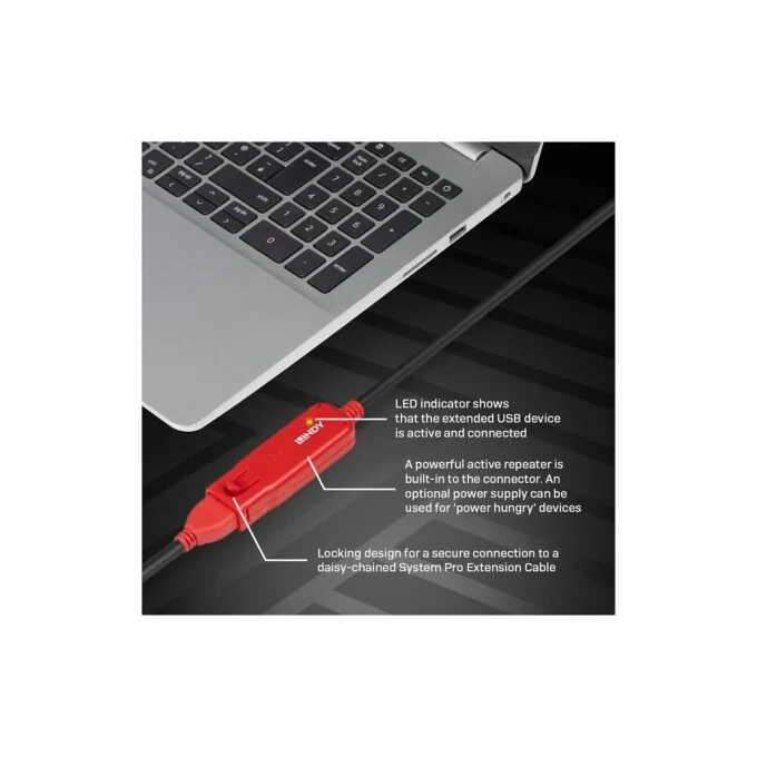 LINDY USB 2.0 Aktiv-Verlängerungs-Hub Pro 4 Port 12m — image 6