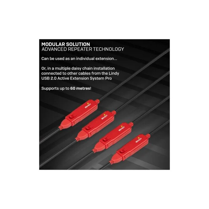 LINDY USB 2.0 Aktiv-Verlängerungs-Hub Pro 4 Port 12m — image 7