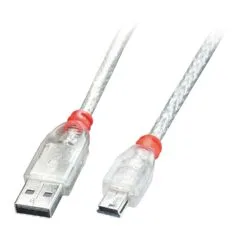 LINDY USB 2.0 Kabel Typ A Mini-B transparent M M 0.2m