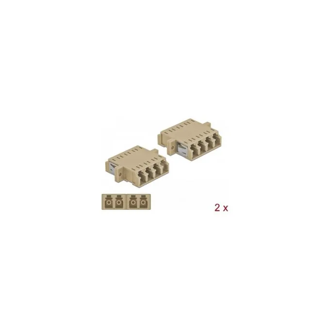 LWL Kupplung LC Quad Buchse zu LC Quad Buchse Multimode 2 Stück beige — image 3