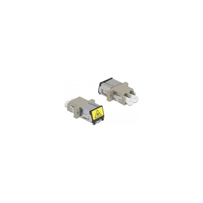 LWL Kupplung mit Laserschutzklappe LC Duplex Buchse zu LC Duplex Buchse Multimode beige — image 2