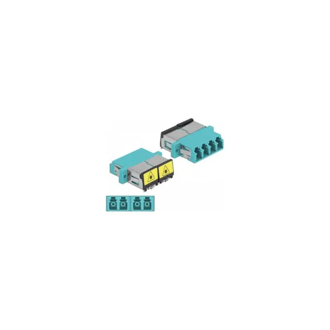 LWL Kupplung mit Laserschutzklappe LC Quad Buchse zu LC Quad Buchse Multimode aqua — image 2