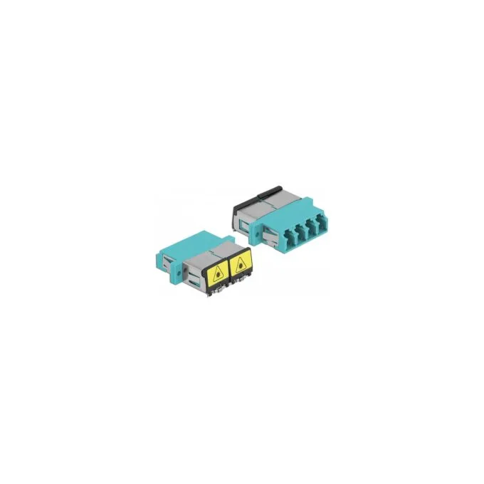 LWL Kupplung mit Laserschutzklappe LC Quad Buchse zu LC Quad Buchse Multimode aqua — image 1